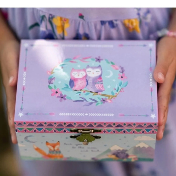 Woodland Animal Musical Jewelry Box, Pink/Purple, NIB - Picture 1 of 13